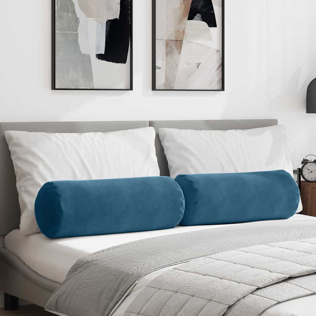 Cuscini a rullo 2 pcs Blu Ø 25 x 70 cm Tessuto in Cords | homemem39