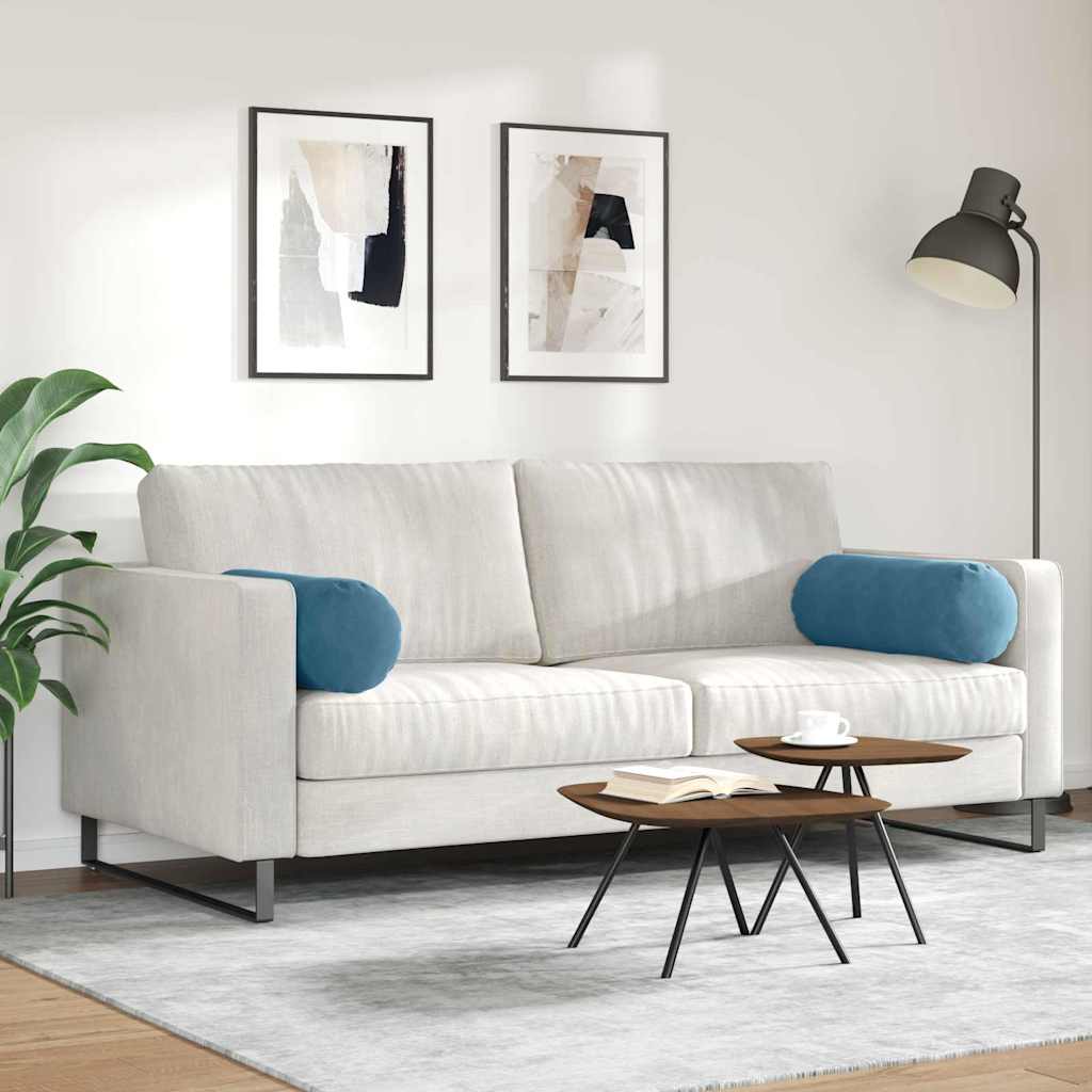 Cuscini a rullo 2 pcs Blu Ø 25 x 70 cm Tessuto in Cords | homemem39