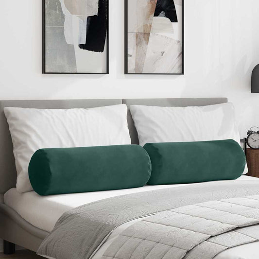 Cuscini a rullo 2 pcs Verde Scuro Ø 25 x 70 cm Tessuto in Cords | homemem39