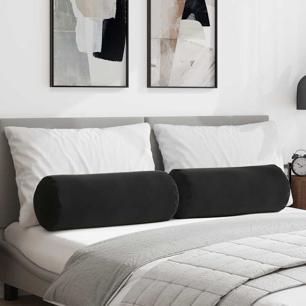 Cuscini a rullo 2 pcs Nero Ø 25 x 70 cm Tessuto in Cords | homemem39