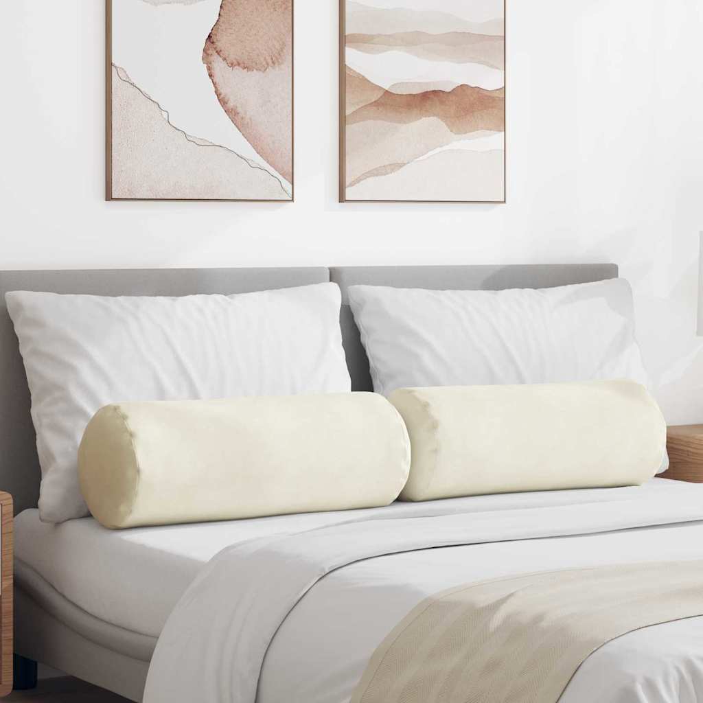 Cuscini a rullo 2 pcs Crema Ø 25 x 70 cm Tessuto in Cords | homemem39