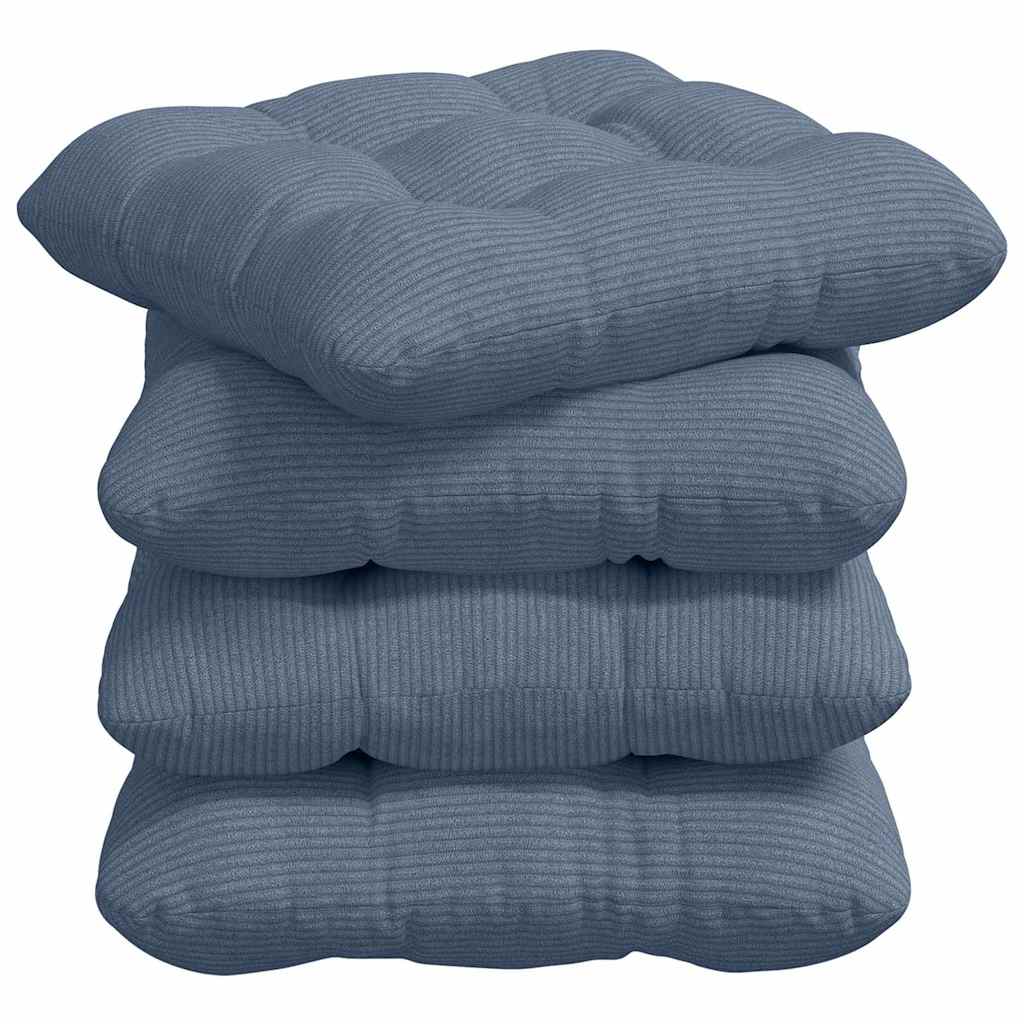 Cuscini per Seduta 4 pcs Blu 45 x 45 cm Tessuto in Cords