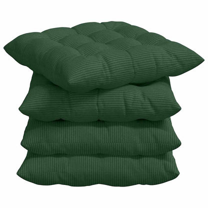 Cuscini per Seduta 4 pz Tessuto in Cords Verde Scuro