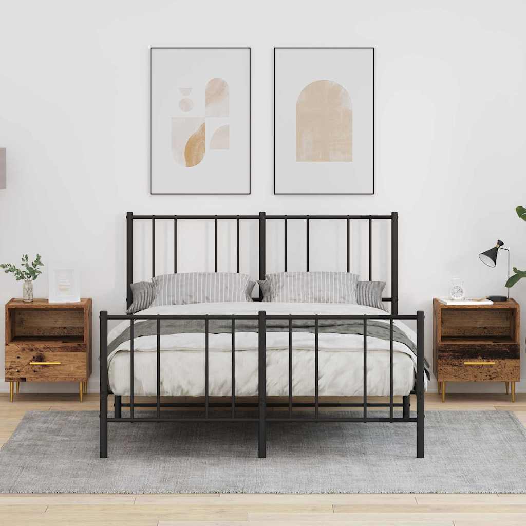 Comodino con cassetto 2 pcs Legno vecchio 40 x 35 x 47,5 cm