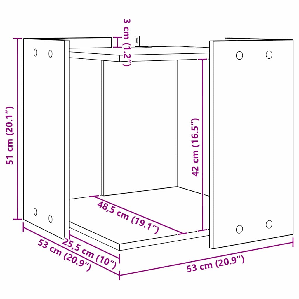 Rifugio per lettiera per gatti Rovere nero 53 x 53 x 51 cm | homemem39