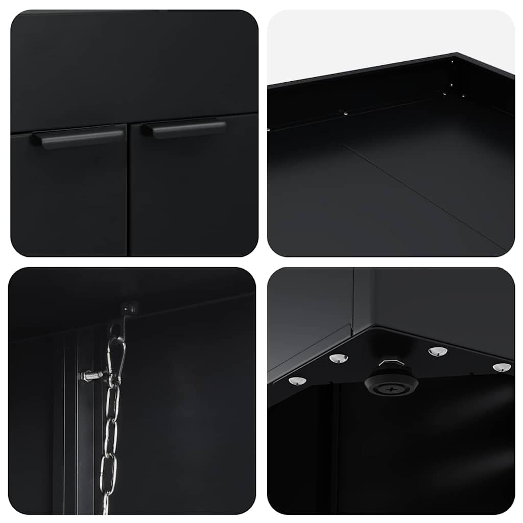 Contenitore per Rifiuti per 4 Bidoni Nero 272 x 77,5 x 121,5 cm | homemem39