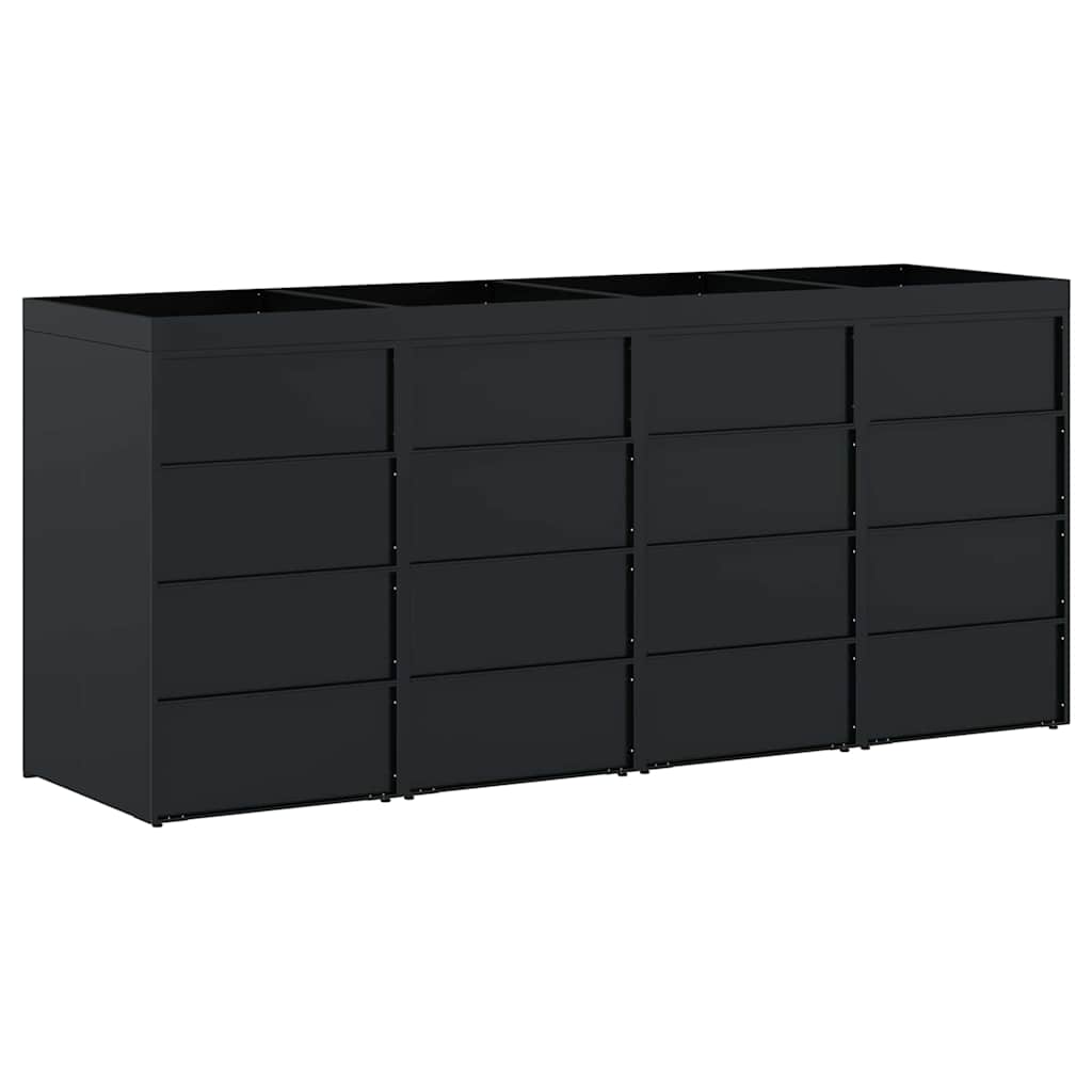 Contenitore per Rifiuti per 4 Bidoni Nero 272 x 77,5 x 121,5 cm