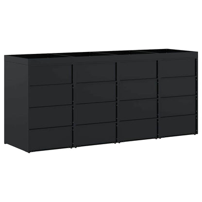 Contenitore per Rifiuti per 4 Bidoni Nero 272 x 77,5 x 121,5 cm