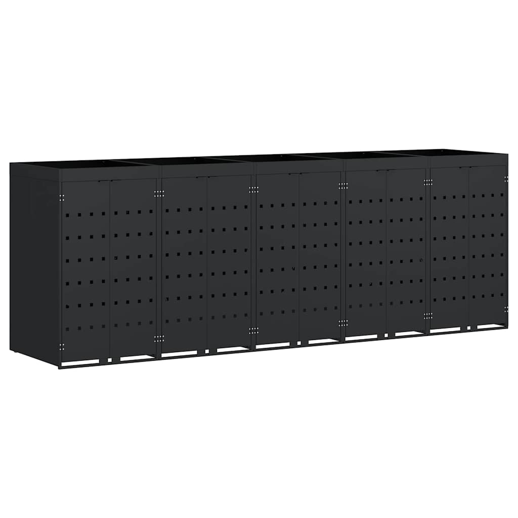 Contenitore per Rifiuti per 5 Bidoni Nero 340 x 77,5 x 121,5 cm