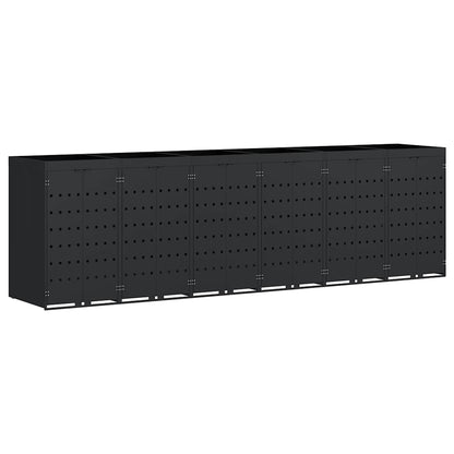 Contenitore per Rifiuti per 6 Bidoni Nero 408 x 77,5 x 121,5 cm