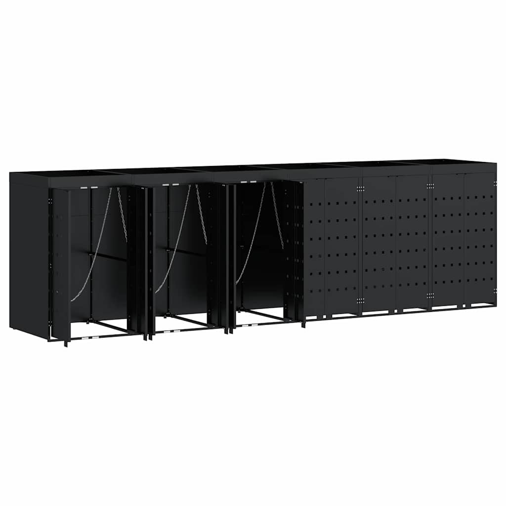 Contenitore per Rifiuti per 6 Bidoni Nero 408 x 77,5 x 121,5 cm