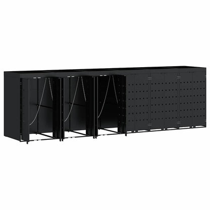 Contenitore per Rifiuti per 6 Bidoni Nero 408 x 77,5 x 121,5 cm