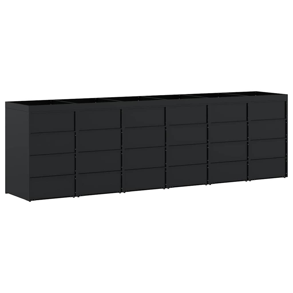 Contenitore per Rifiuti per 6 Bidoni Nero 408 x 77,5 x 121,5 cm