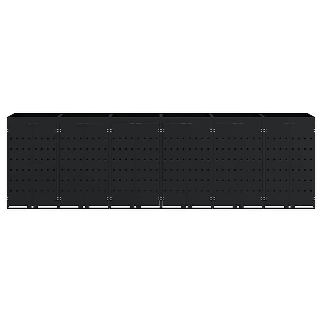 Contenitore per Rifiuti per 6 Bidoni Nero 408 x 77,5 x 121,5 cm