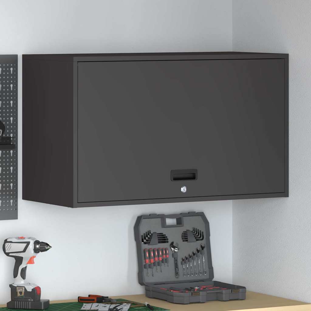 Armadio a muro per garage Nero 90 x 40 x 53 cm