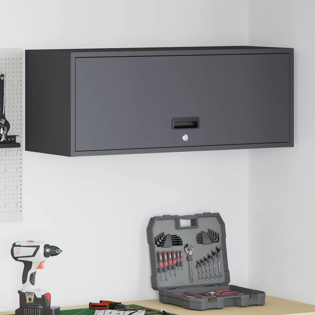 Armadio a muro per garage Nero 90 x 33 x 35 cm | homemem39
