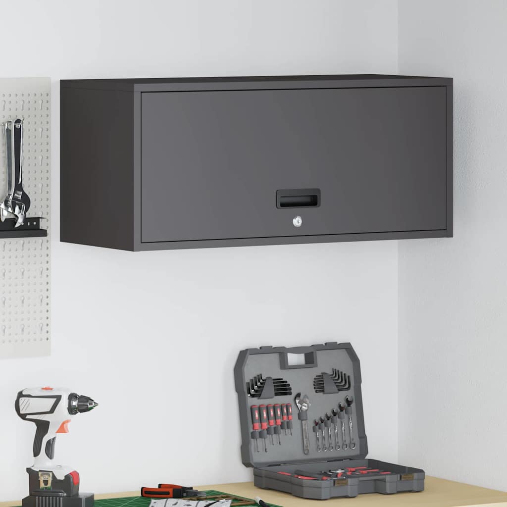 Armadio a muro per garage Nero 80 x 33 x 35 cm | homemem39