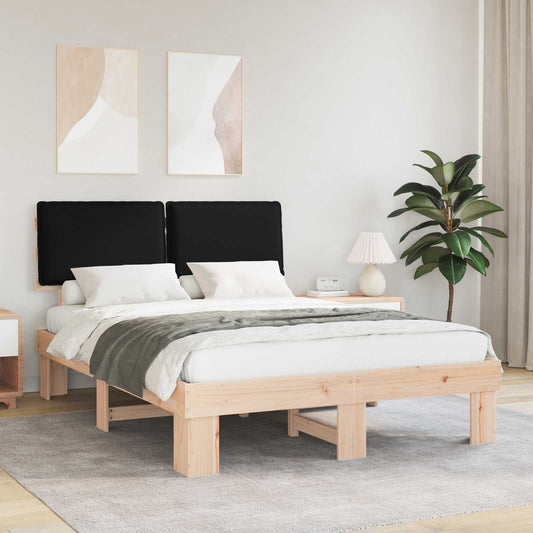 Letto con Testiera Rivestita Nero 160 x 200 cm Pino massello | homemem39