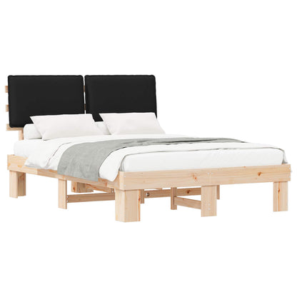 Letto con Testiera Rivestita Nero 150 x 200 cm Pino massello | homemem39