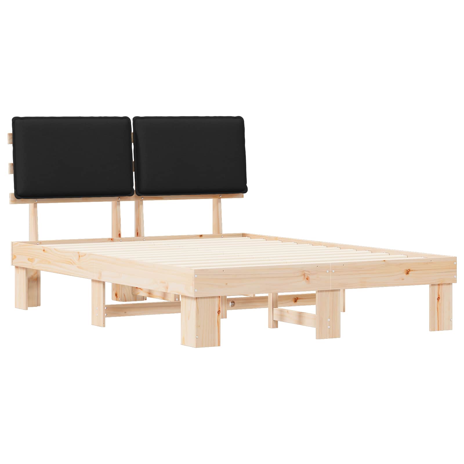 Letto con Testiera Rivestita Nero 150 x 200 cm Pino massello | homemem39