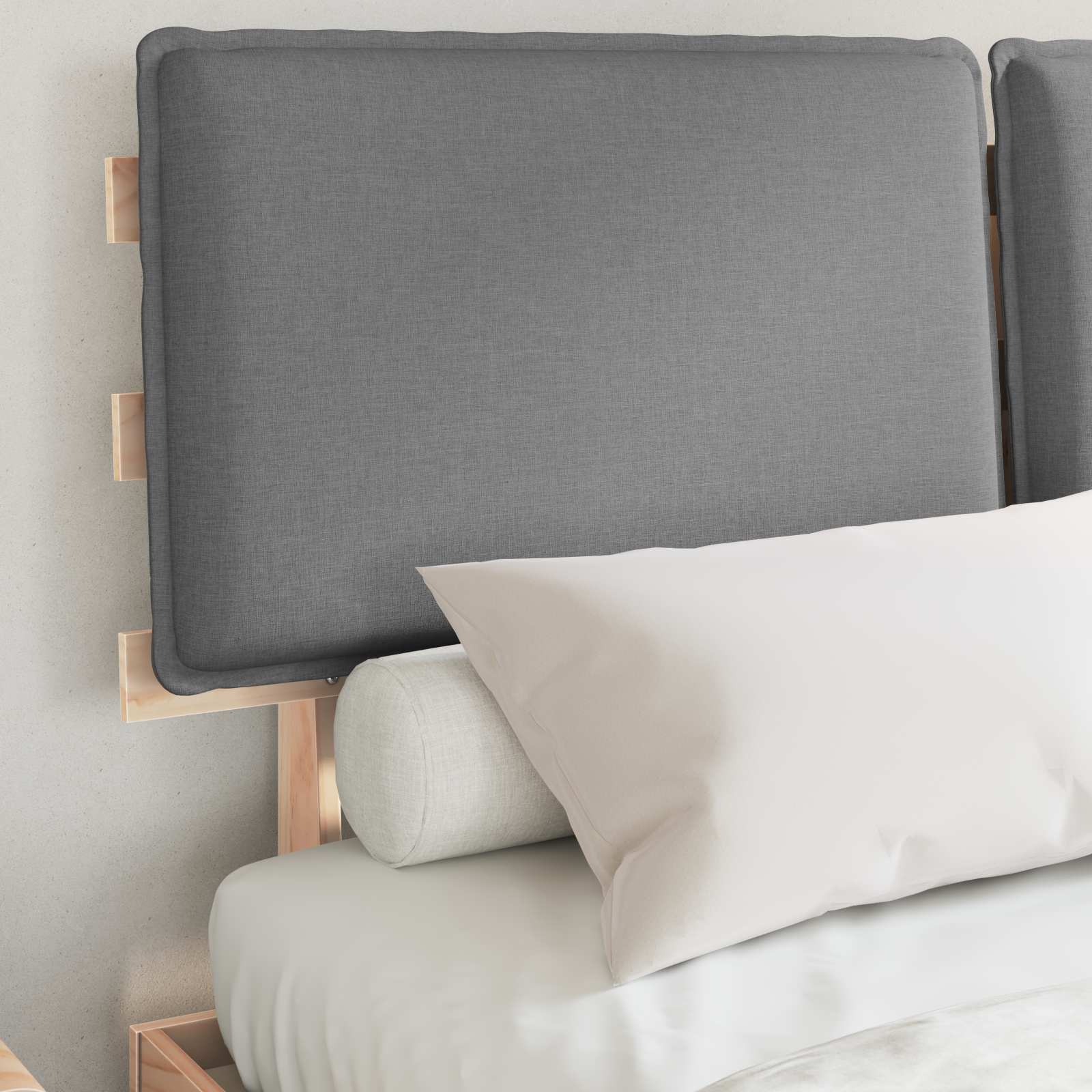 Letto con Testiera Rivestita Grigio chiaro 140 x 200 cm | homemem39
