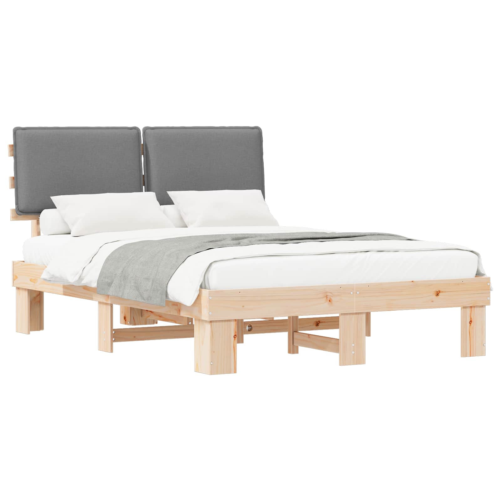 Letto con Testiera Rivestita Grigio chiaro 140 x 200 cm | homemem39