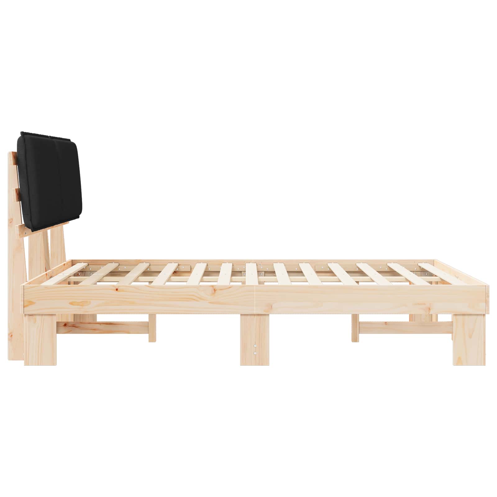Letto con Testiera Rivestita Nero 140 x 200 cm Pino massello | homemem39