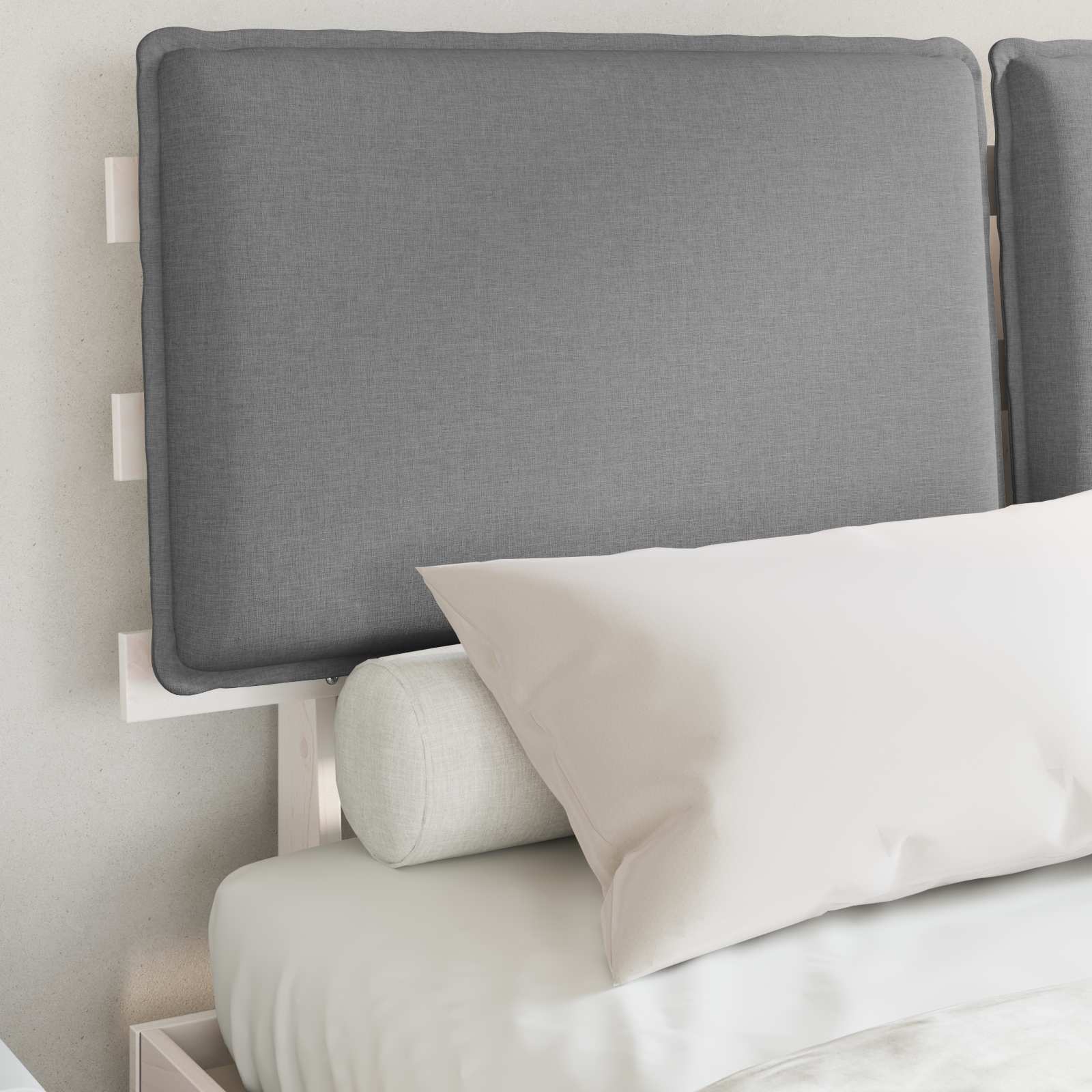Letto con Testiera Rivestita Grigio chiaro 140 x 200 cm | homemem39