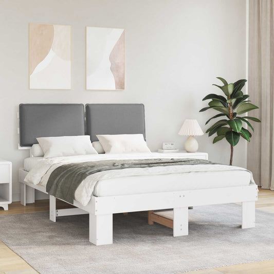Letto con Testiera Rivestita Grigio chiaro 140 x 200 cm | homemem39