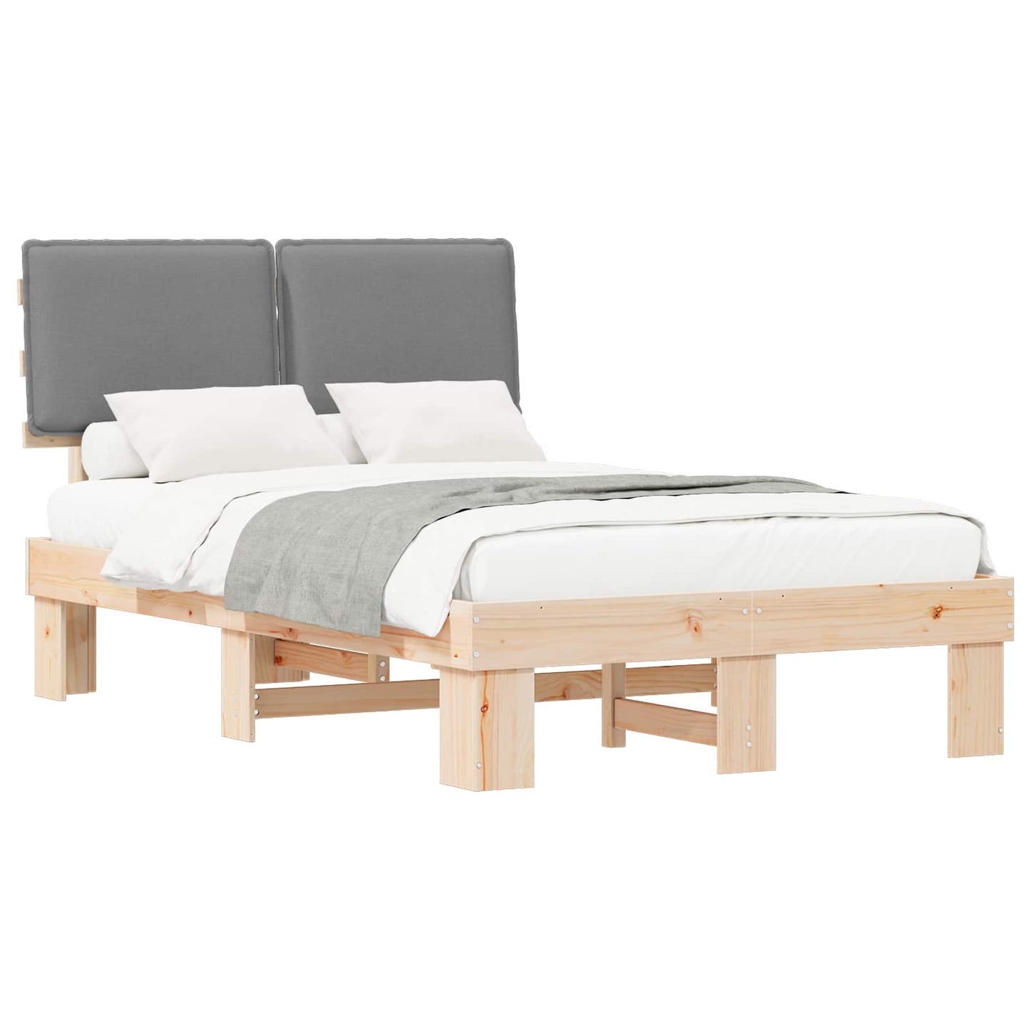 Letto con Testiera Rivestita Grigio chiaro 120 x 200 cm | homemem39