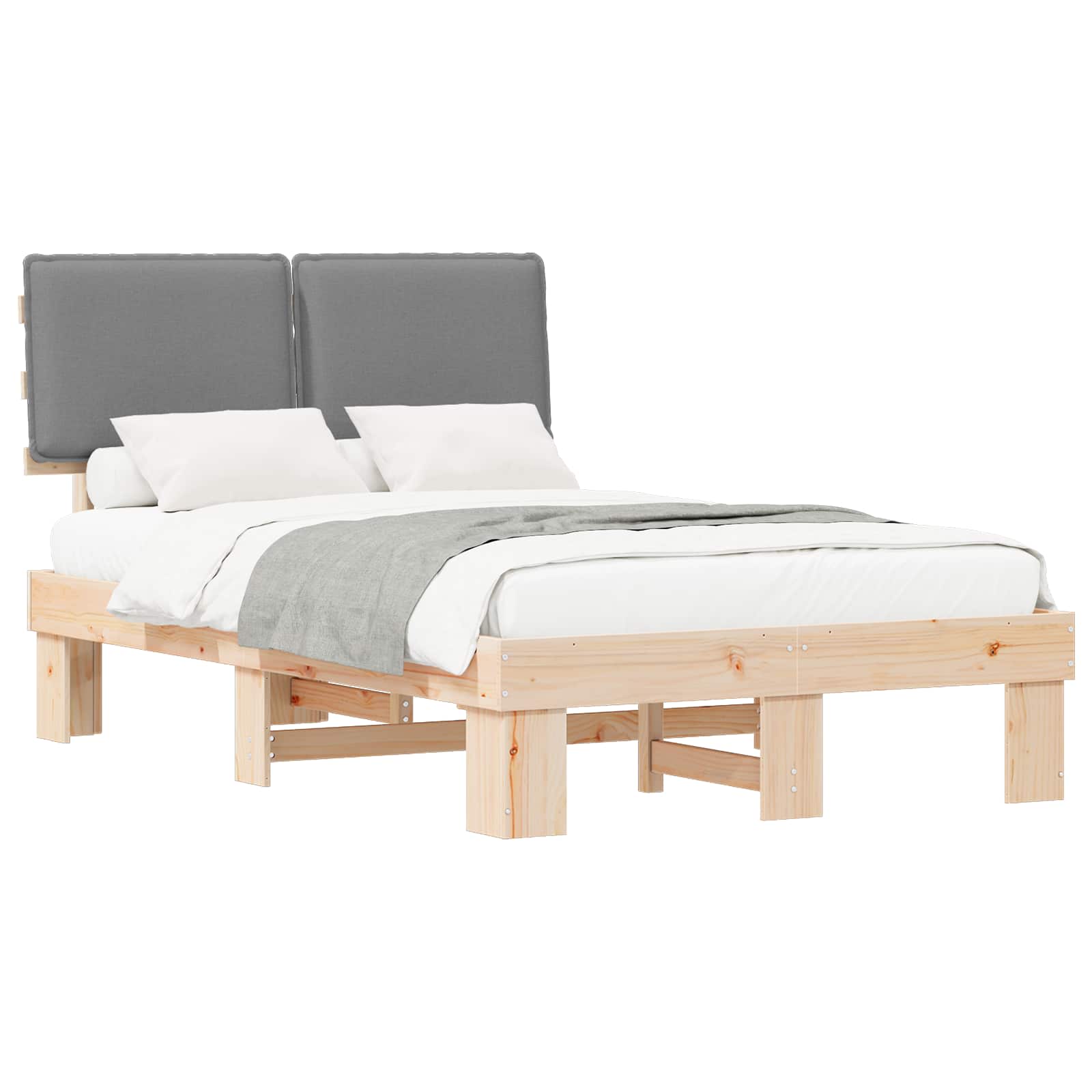 Letto con Testiera Rivestita Grigio chiaro 120 x 200 cm | homemem39