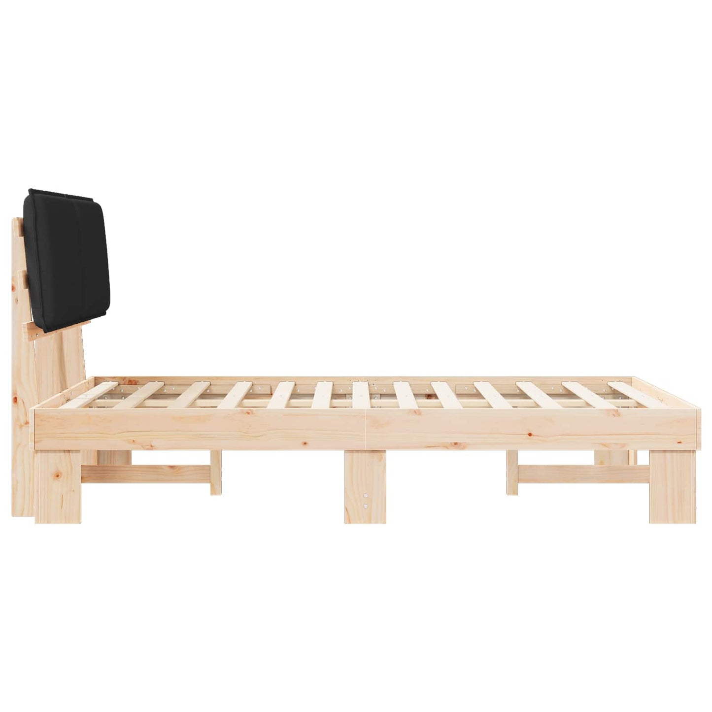 Letto con Testiera Rivestita Nero 120 x 200 cm Pino massello | homemem39