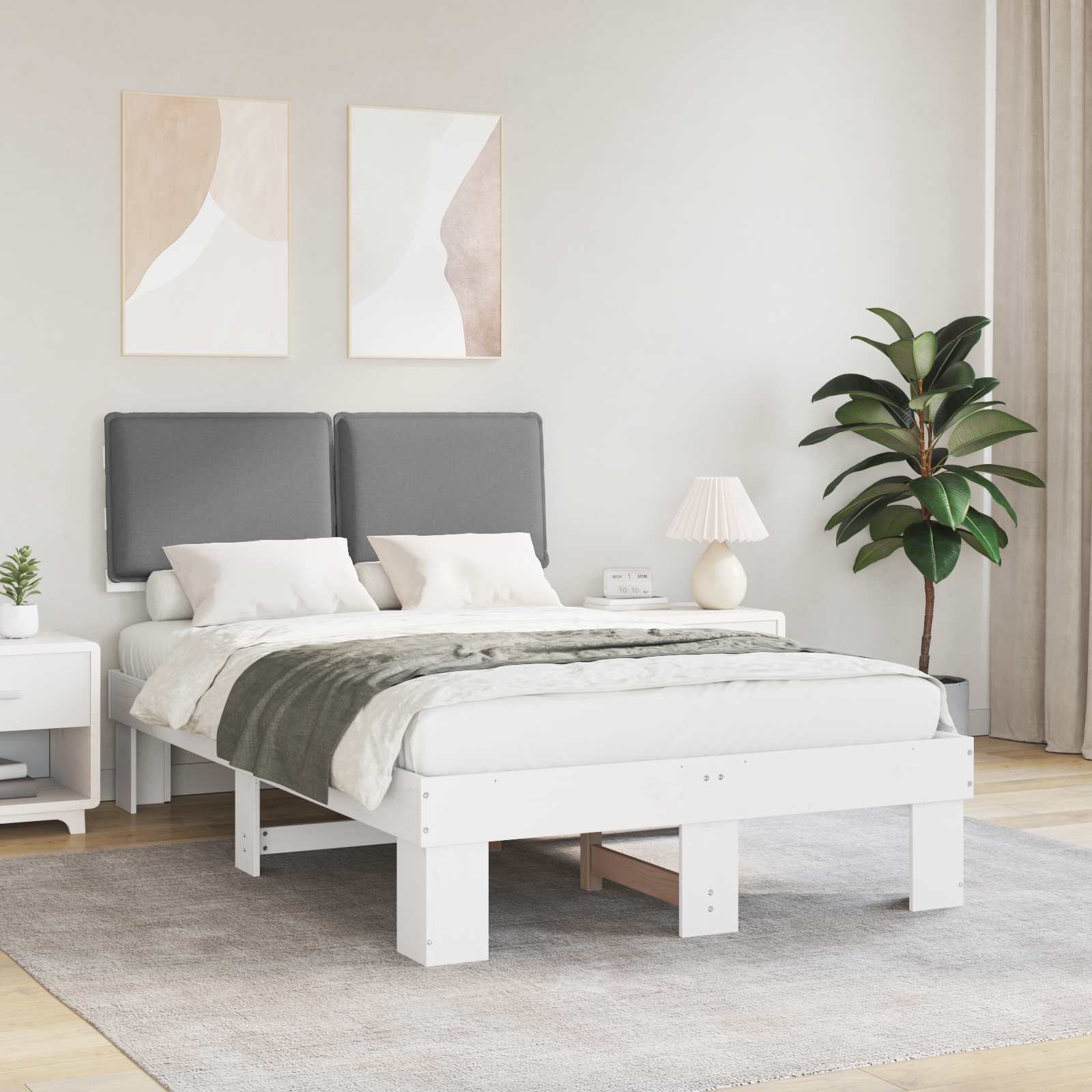 Letto con Testiera Rivestita Grigio chiaro 120 x 200 cm | homemem39