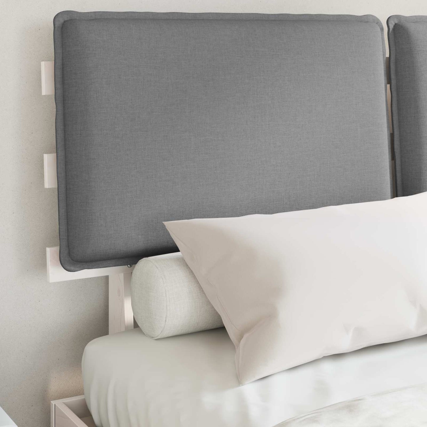 Letto con Testiera Rivestita Grigio chiaro 140 x 190 cm | homemem39