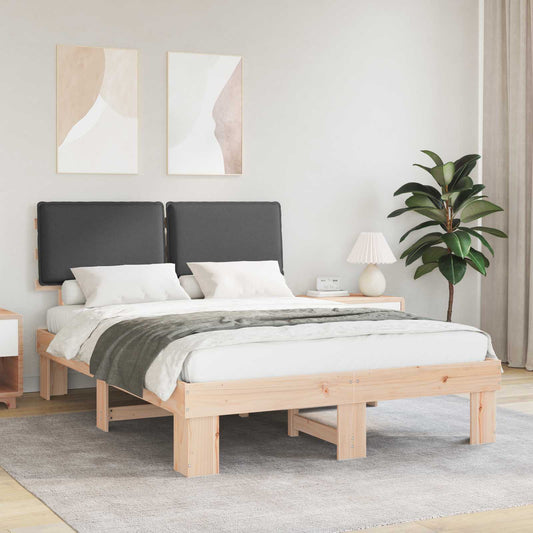 Letto con Testiera Rivestita Grigio scuro 135 x 190 cm | homemem39