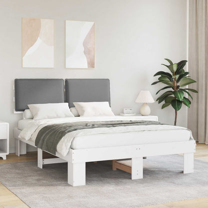 Letto con Testiera Rivestita Grigio chiaro 135 x 190 cm