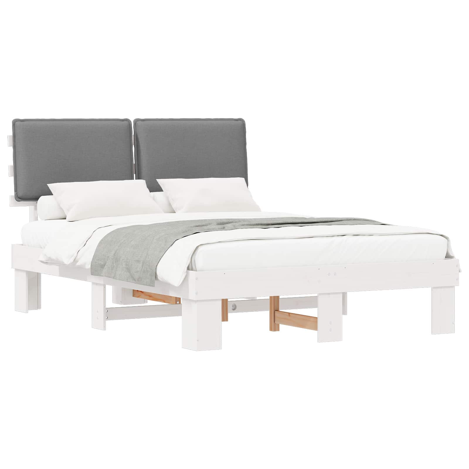 Letto con Testiera Rivestita Grigio chiaro 135 x 190 cm | homemem39