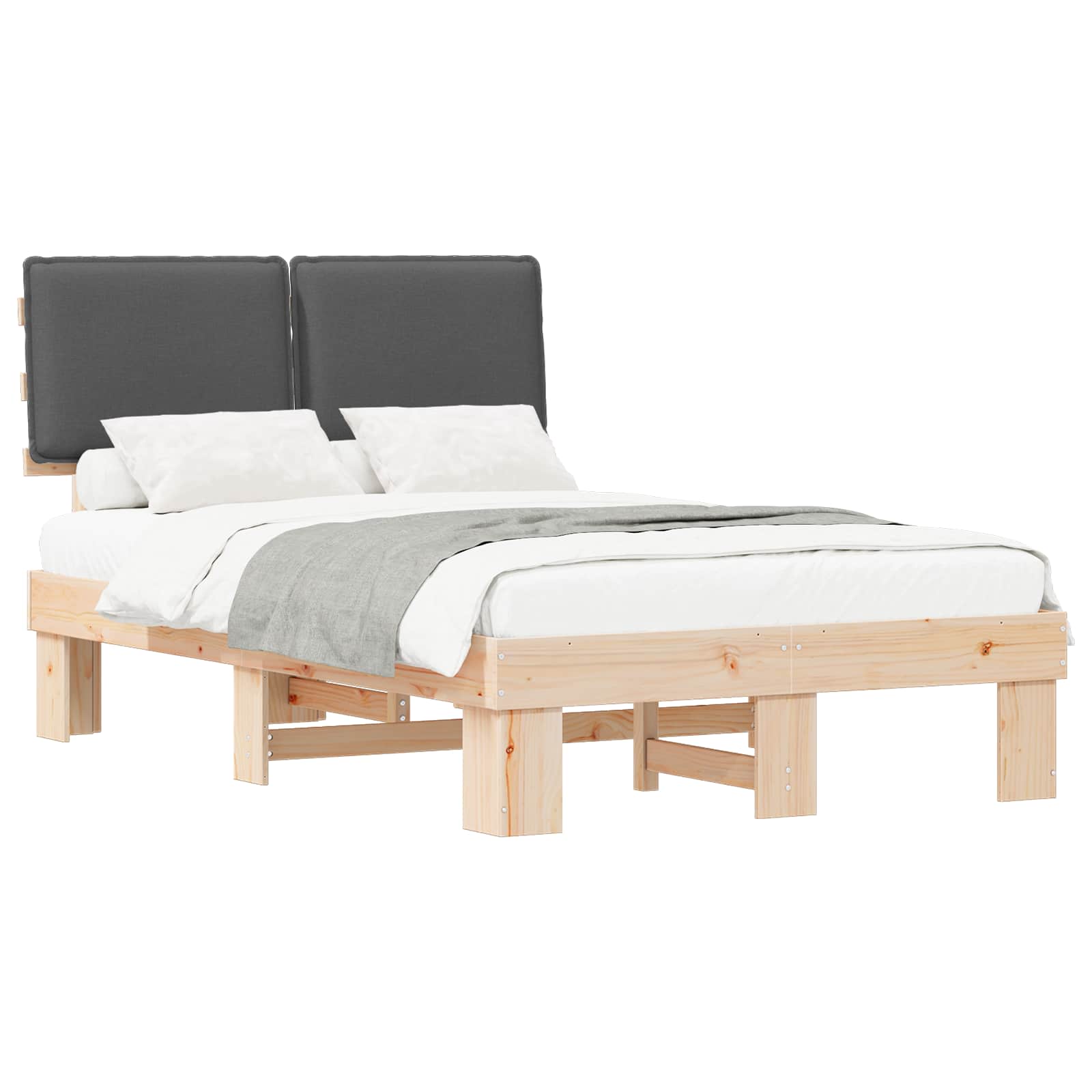 Letto con Testiera Rivestita Grigio scuro 120 x 190 cm | homemem39