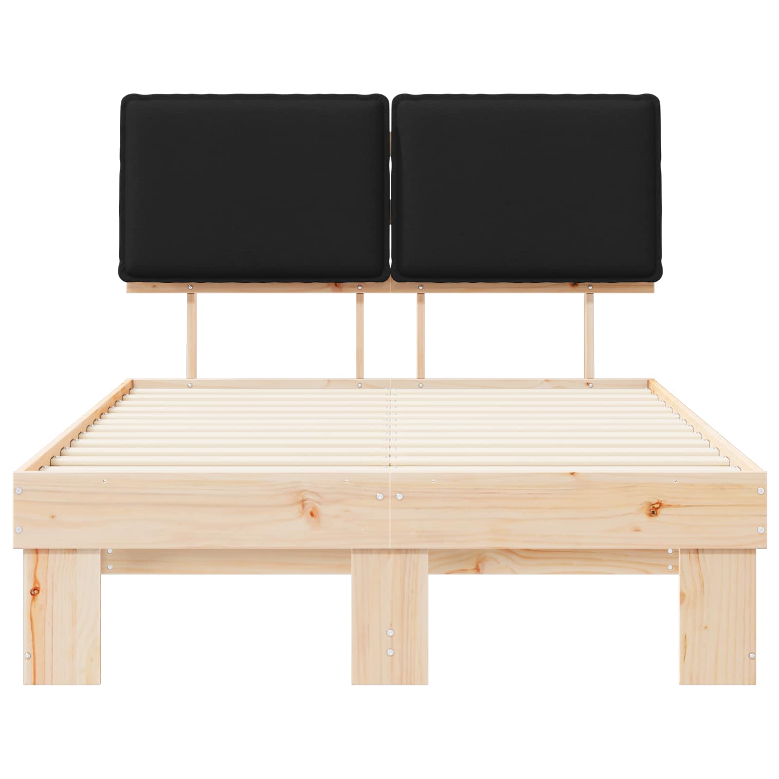 Letto con Testiera Rivestita Nero 120 x 190 cm Pino massello | homemem39