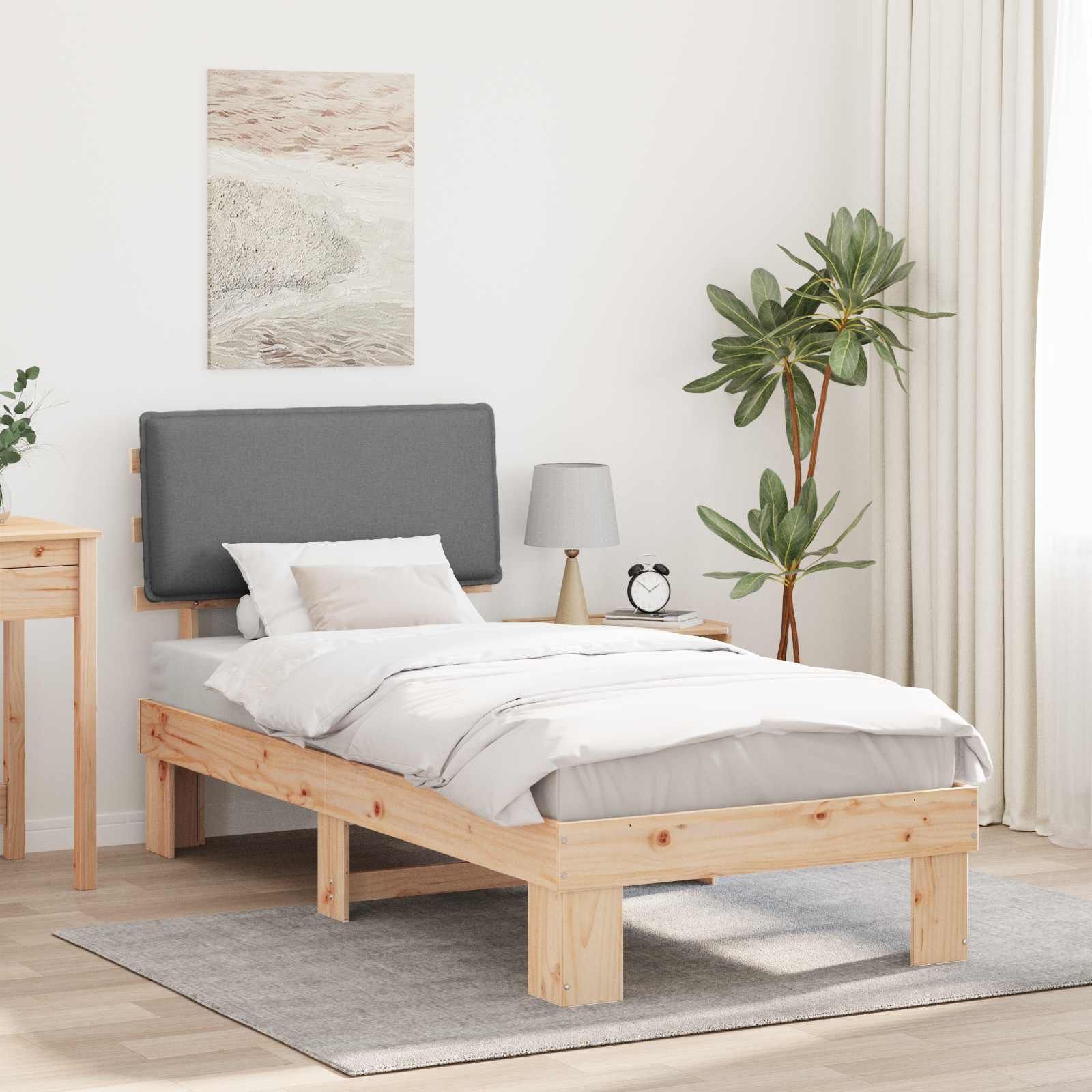 Letto con Testiera Rivestita Grigio chiaro 100 x 200 cm | homemem39