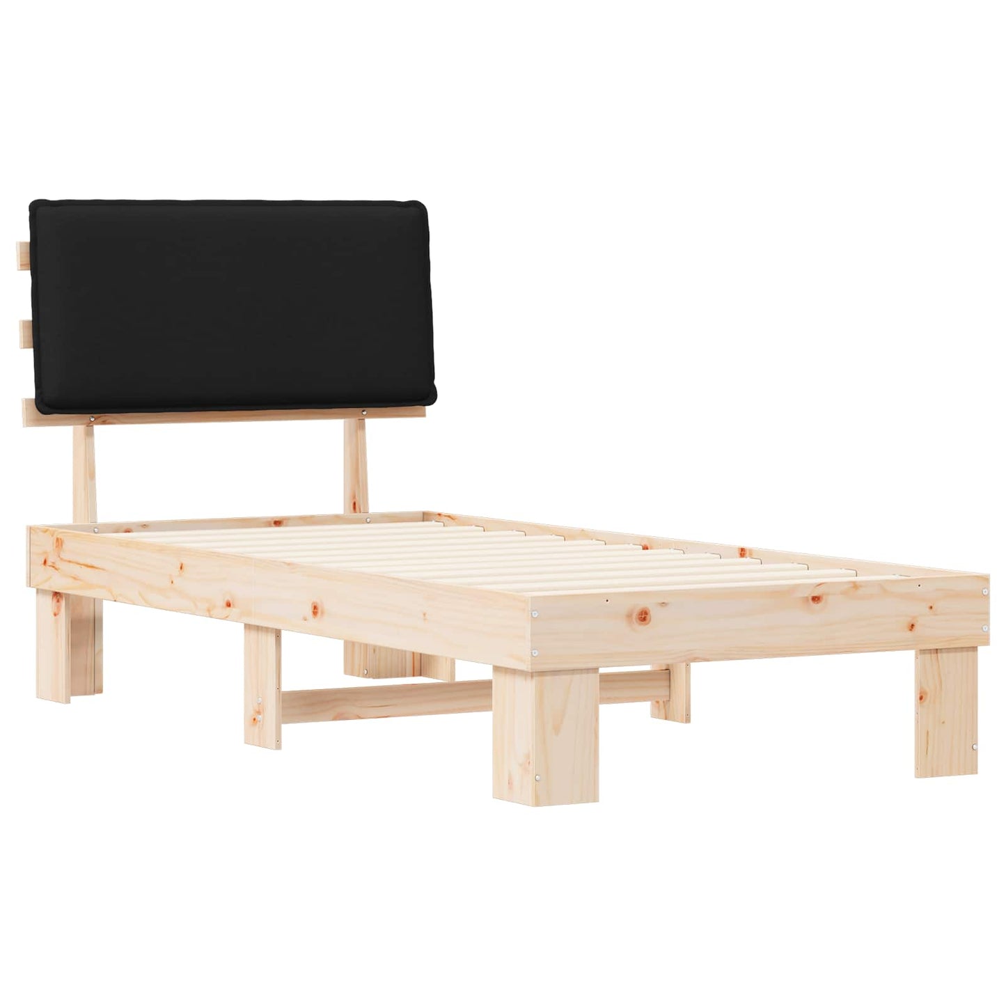 Letto con Testiera Rivestita Nero 100 x 200 cm Pino massello | homemem39