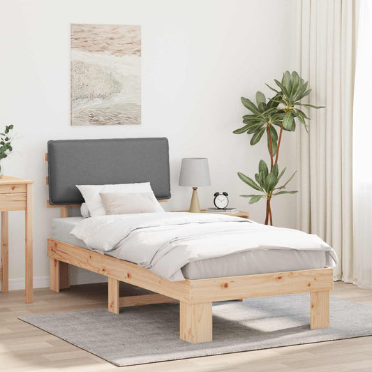 Letto con Testiera Rivestita Grigio chiaro 90 x 200 cm | homemem39