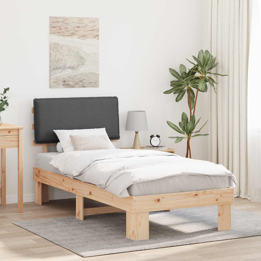Letto con Testiera Rivestita Grigio scuro 90 x 200 cm | homemem39