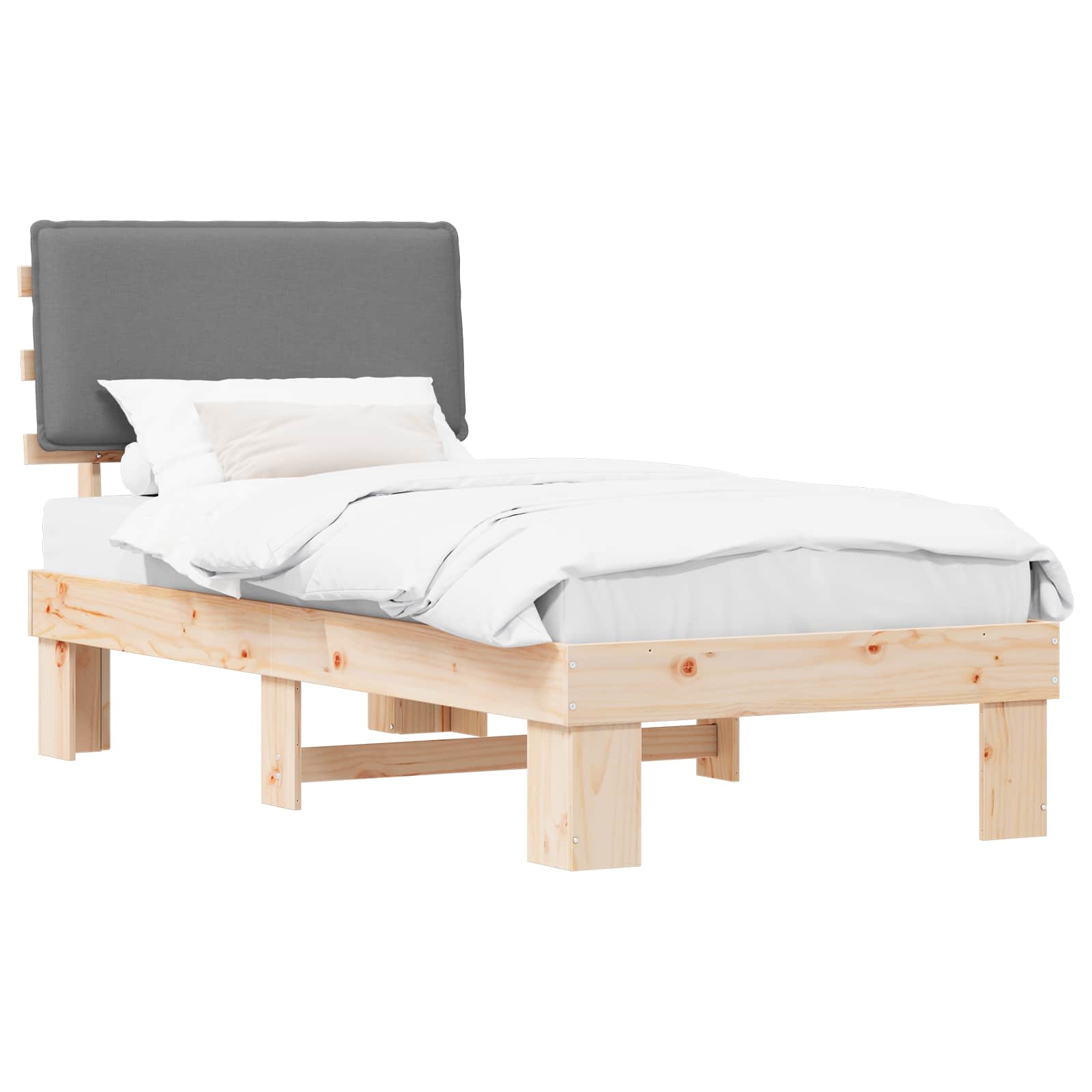Letto con Testiera Rivestita Grigio chiaro 80 x 200 cm | homemem39