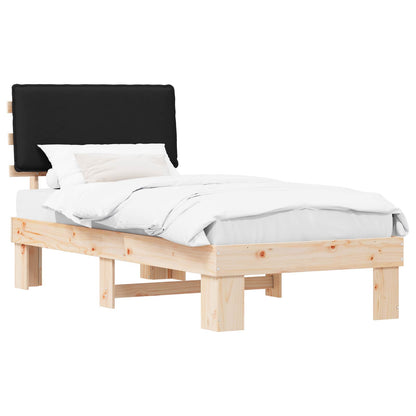 Letto con Testiera Rivestita Nero 80 x 200 cm Pino massello | homemem39