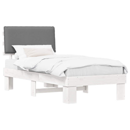 Letto con Testiera Rivestita Grigio chiaro 80 x 200 cm | homemem39
