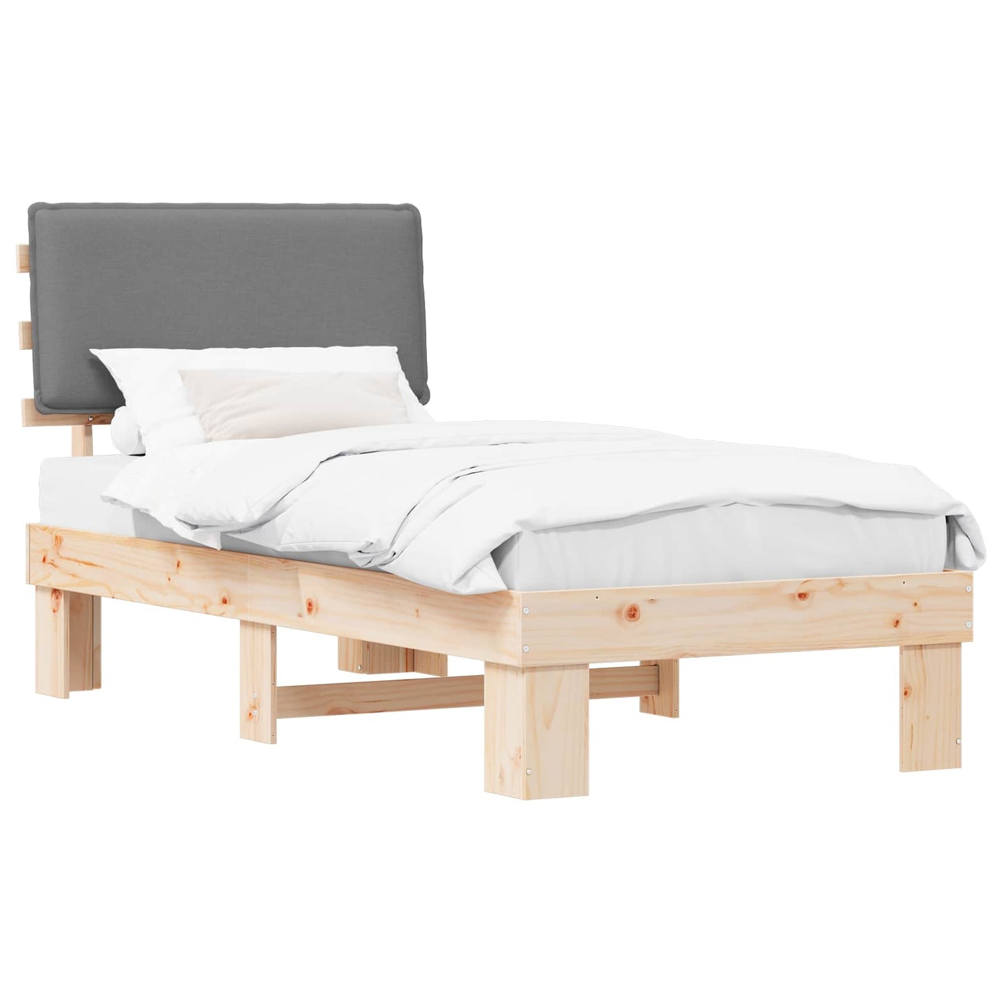 Letto con Testiera Rivestita Grigio chiaro 90 x 190 cm | homemem39