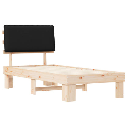Letto con Testiera Rivestita Nero 90 x 190 cm Pino massello | homemem39