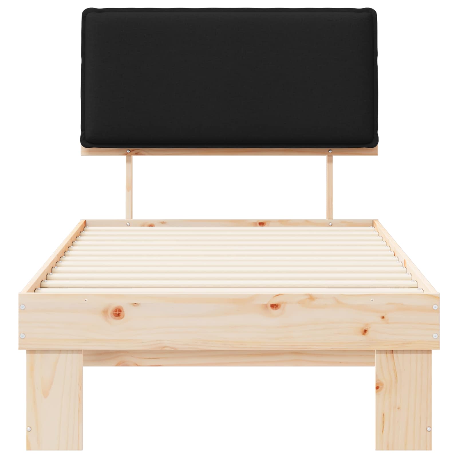 Letto con Testiera Rivestita Nero 90 x 190 cm Pino massello | homemem39