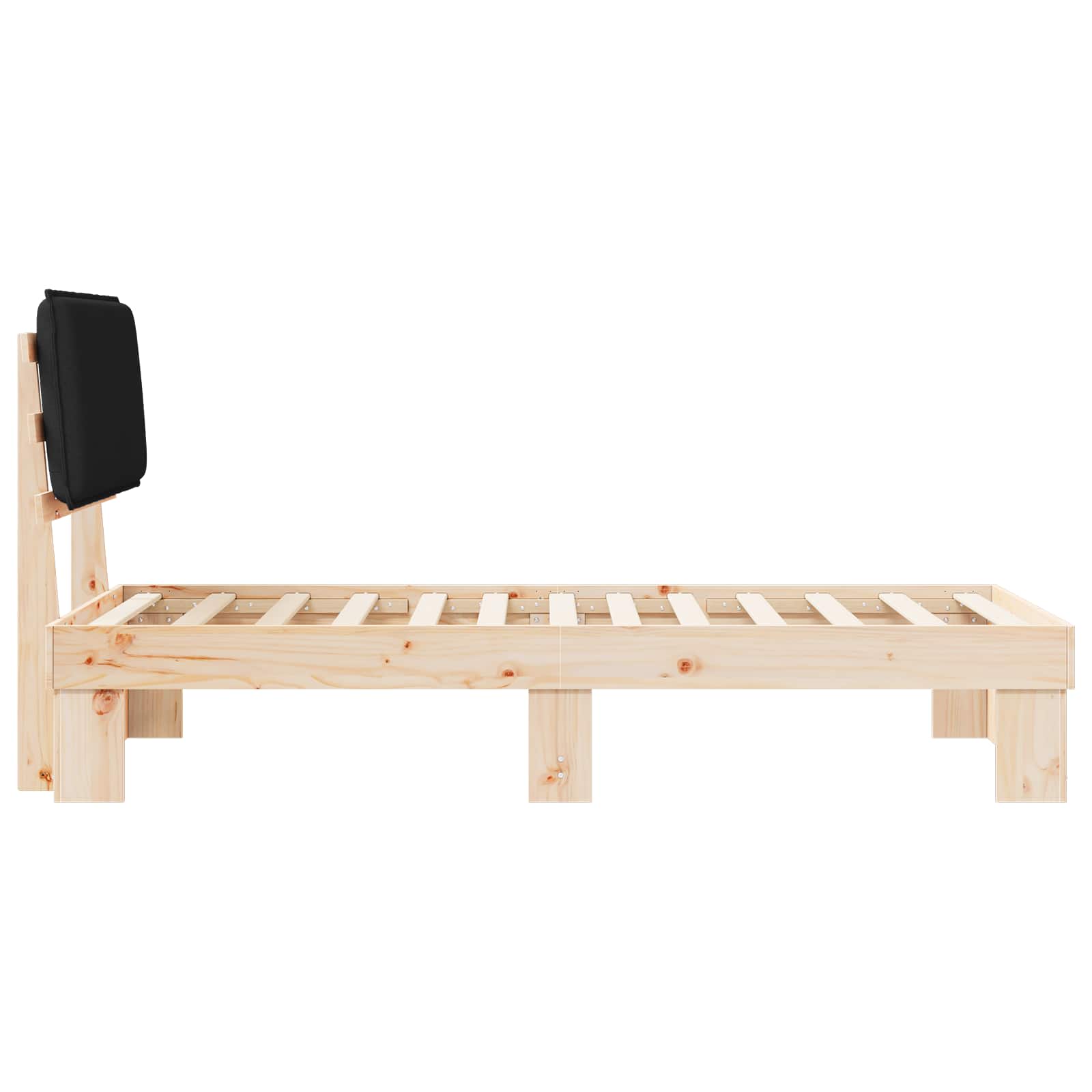 Letto con Testiera Rivestita Nero 90 x 190 cm Pino massello | homemem39